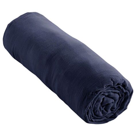 Drap Housse Gaze de coton - Bonnet 30 Cm - Plusieurs Tailles - Plusieurs Coloris - 200x160cm - bleu
