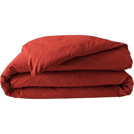 Housse de couette Percale Unie – Parure de Lit Luxe et Confort - 240x220cm - rouge (1/4)