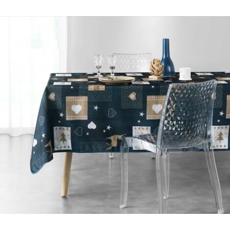 Nappe Augustin Anti Taches 300 x 150 cm - Nappe imperméable - Résistante et Lavable en Machine - bleu (1/3)