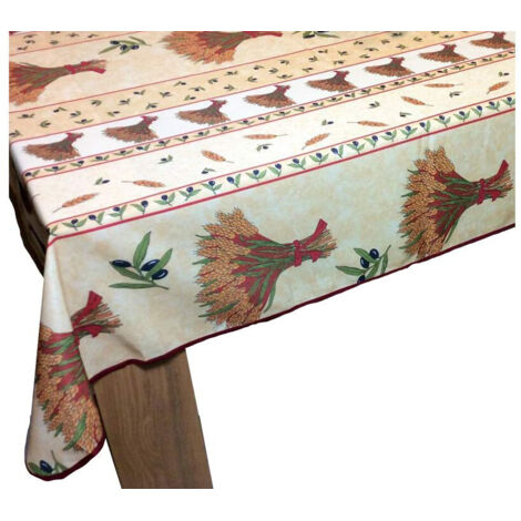 Nappe Provençale Rectangle Anti-Tâches - Bouquet De Blé Beige - 150 x 120 cm - beige