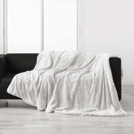 PLAID IMITATION FOURRURE ALASKA BLANC - 180x220cm - Blanc