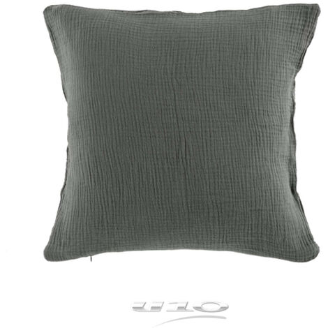 Lot de 2 Coussins en Gaze de coton Anthracite 40 x 40 cm. (1/3)