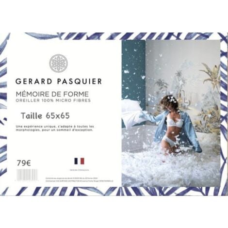 Lot de 2 oreillers 65 x 65, Mousse à mémoire de Forme, Spécial Cervicale, Promo Linge.