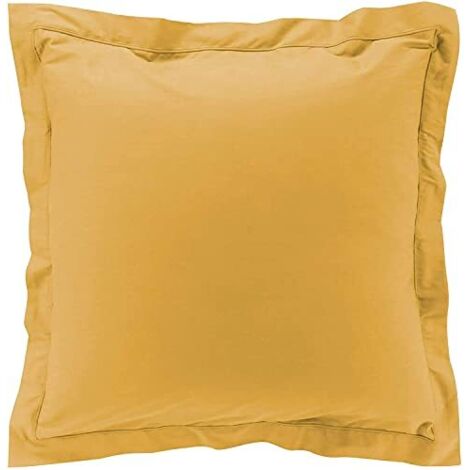 Taies d'oreiller x2 Percale 63x63 cm Jaune (1/3)
