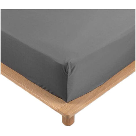 Drap Housse Percale - Bonnet 30 Cm - 190x90cm - anthracite (1/5)
