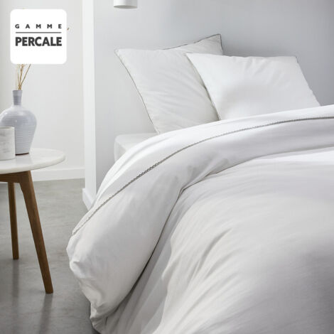 Parure de lit 100% Coton – Housse de Couette Prestige + Taies d’Oreillers 63x63cm – Luxury Lace - Craie - 240 x 220 cm (1/5)