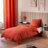Parure de Lit en Gaze de Coton - pour Lit Une Place - Parure de Couette 140x200cm - 200 x 140 cm - Terracotta