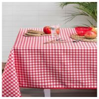 Promo Linge Nappe Rectangle de Table Anti-Tâches 100% Polyester Motif Vichy - 240x150cm