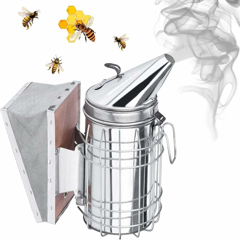 Fumoir de ruche, équipement apicole, acier inoxydable robuste, grande  taille, excellent soufflet de circulation d'air et excellente sortie de  fumée pour l'apiculture