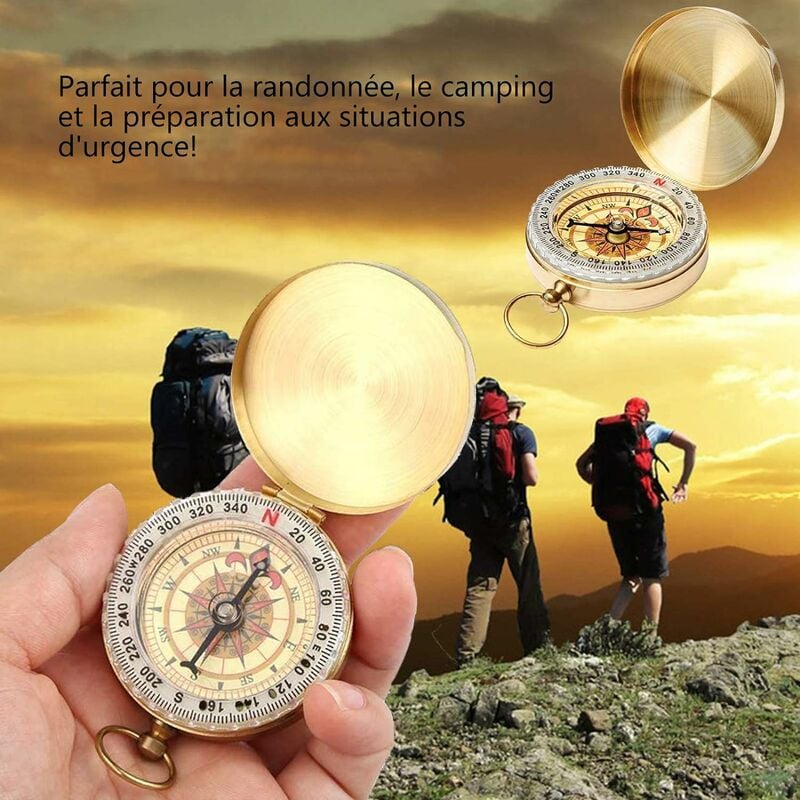 Boussole, boussole de camping en métal, boussole de poche, boussole  étanche, boussole portable pour enfants pour l'exploration de randonnée de  voyage
