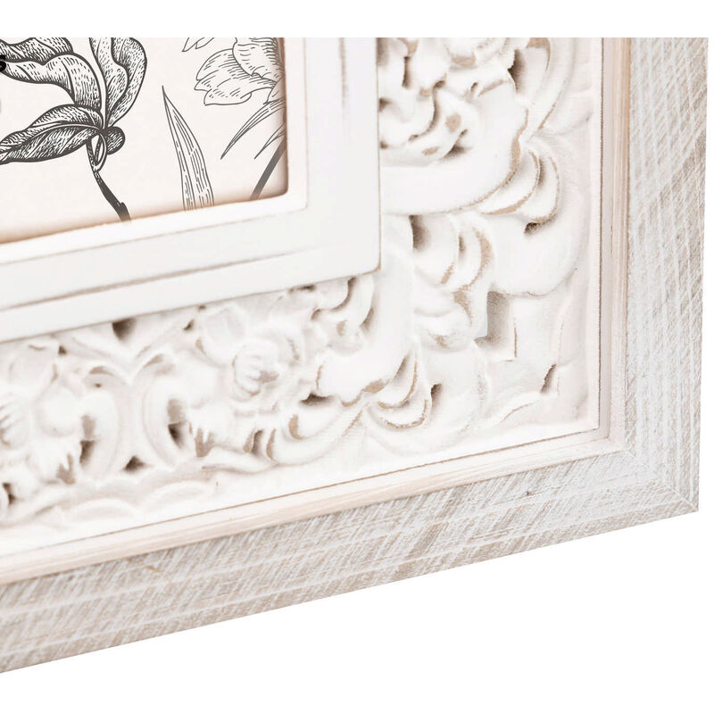 Portafotos madera tallado blanco decorado 15x20 cm