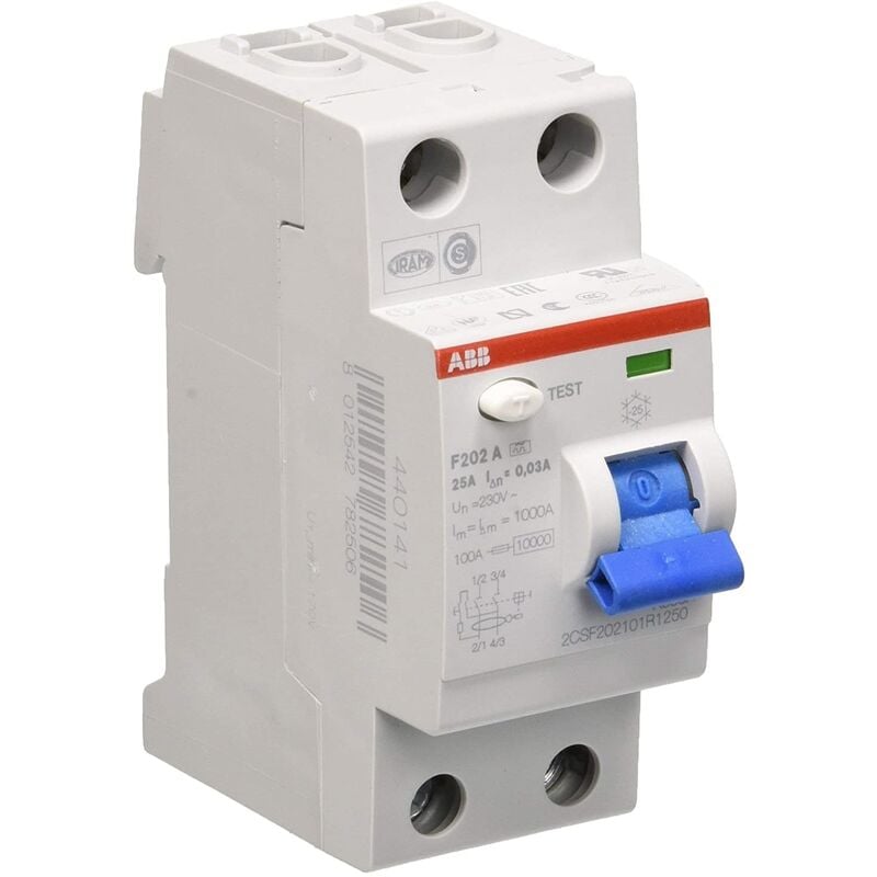 Interruttore Abb magnetotermico differenziale 2 poli 32A 30mA tipo AC 6kA 2  moduli DS202CRC32AC30