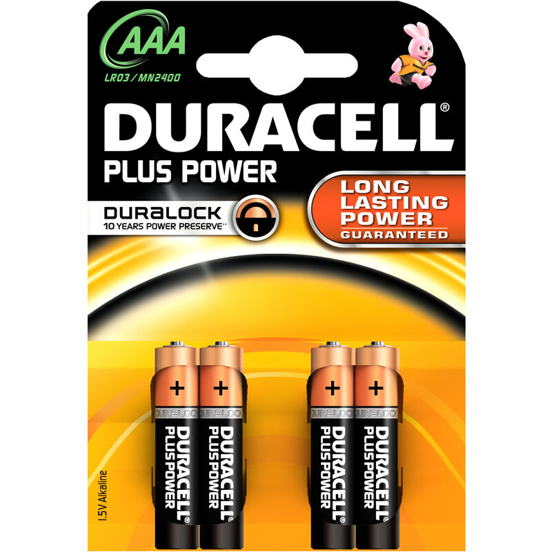 cf 4 piles Duracell Plus MN2400 1,5W ministyle alcaline