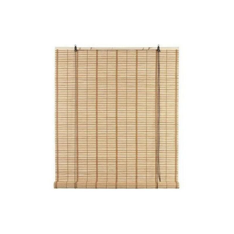 Volet en lanie'res de bambou marron clair 100x160 cm avec poulie enroulable supports bois et crochets me'talliques