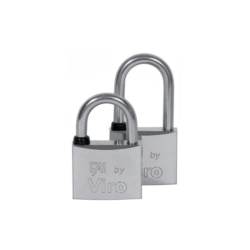 Cadenas Viro SA rie Fai Mare Arcolungo largeur 40mm corps en laiton massif arceau chromA  nickelA  poli acier inoxydable avec 2 clA s