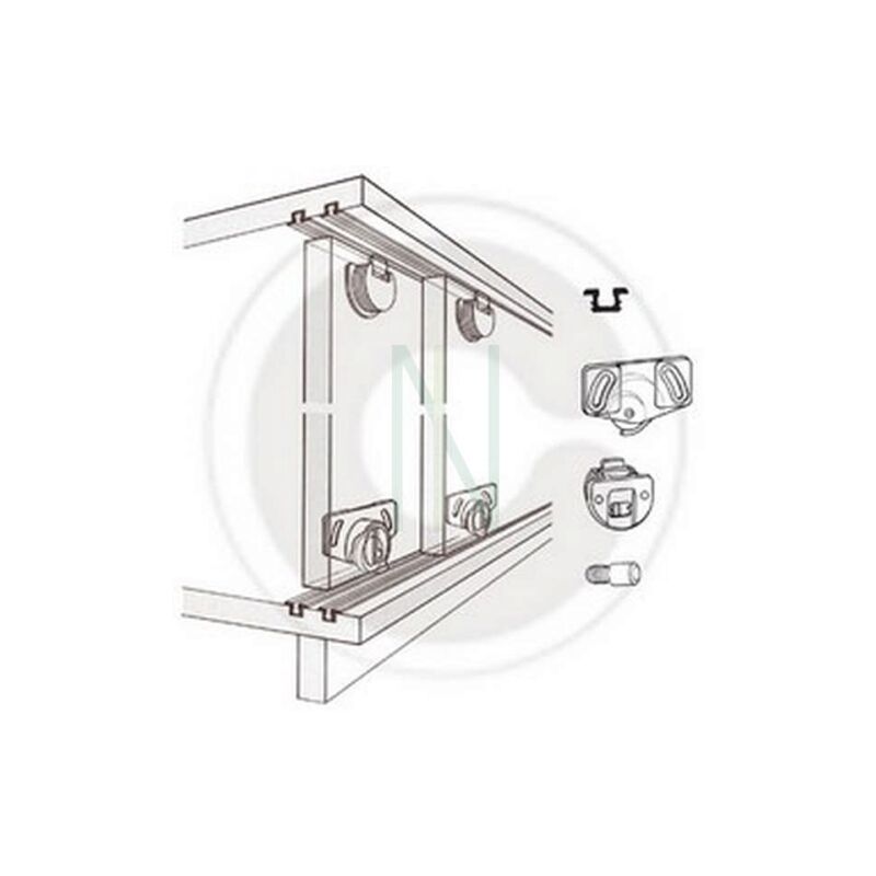 2 guides de fond Omge art 161 en acier pour portes coulissantes
