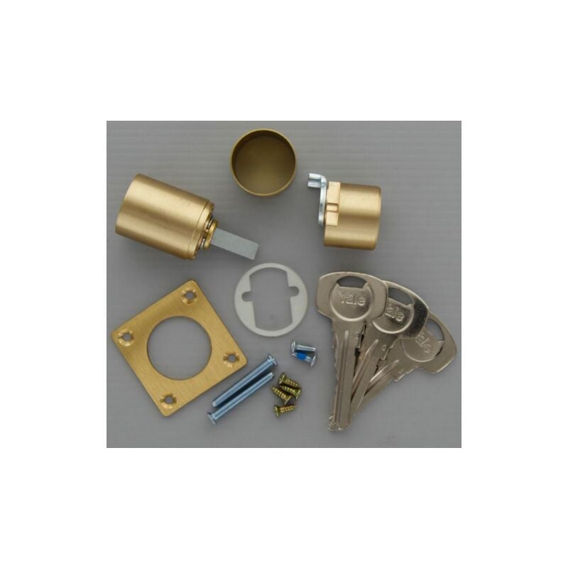 Yale double cylindre en laiton poli a' appliquer se'rie Y2252245 art 680-688 avec 3 cle's
