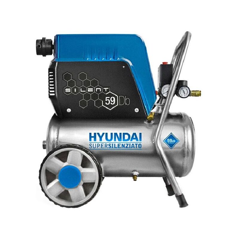 Compresseur silencieux Hyundai 24 litres - sans huile / 8 BAR / 59