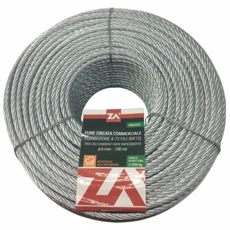 Capaldo – Câble en acier galvanisé 100m – Diamètre 12mm – 72 fils pour applications intensives – Résistance et durabilité exceptionnelles