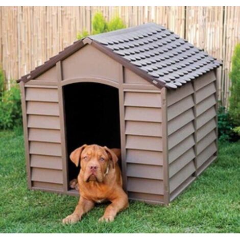 Capaldo – Niche pour chien en résine beige et marron – Dimensions 86x84x82 cm – Intérieur/extérieur – Confort optimal pour grands chiens (1/2)