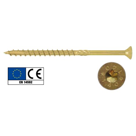 Lot de 100 vis bois TSP-TORX 6x140 mm a' utiliser sans pre'-percage dans l'acier tropicalise' tete fraise'e plate (1/2)