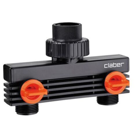 Claber – Raccord rapide 2 voies 3/4' – Sortie mâle pour programmateurs électroniques – Réglage indépendant de l'eau – Installation vissée (1/3)