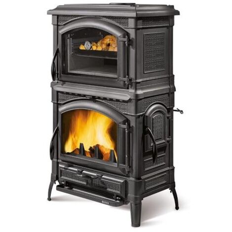 Nordica – Poêle à bois 9,7 kW avec four panoramique 39L – Évacuation des fumées 150 mm – Rendement 87,7 % – Pour bûches de 50 cm