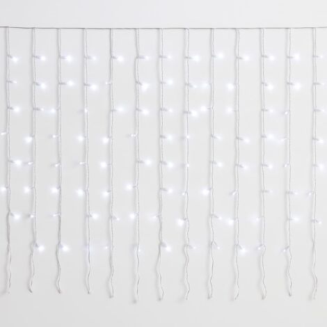 Rideau lumineux Ettroit 5 x 0,5 m avec 200 LED blanc chaud et flashs blanc glace', IP65, extensible pour une utilisation exte'rieure, guirlande lumineuse de Noel en cascade Bianco Ghiaccio 5x0,5 metri (1/5)