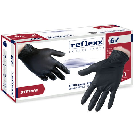 Reflexx R67 pack de 100 gants en nitrile taille XL noir jetable sans poudre  pour l&39industrie