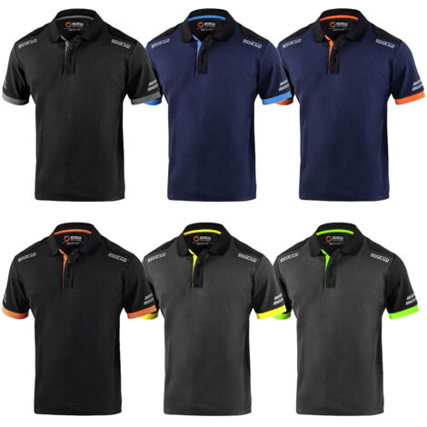 Sparco polo tech Toledo Tg. XXL en coton et polyester noir/orange fluo avec bandes re'fle'chissantes sur la manche Nero + Arancio fluo XXL