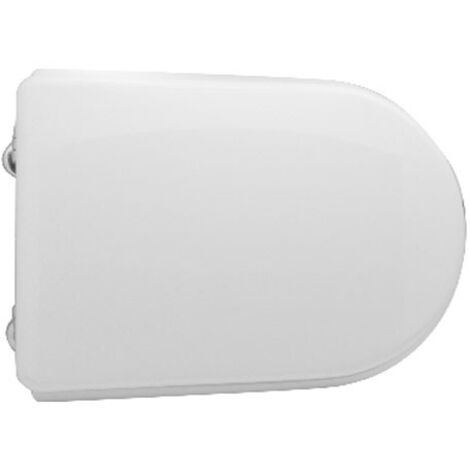 Abattant WC pour vase Hidra Onda 46,4-50,2 x 34,7 cm Abattant WC blanc avec charnie'res a' expansion re'glables et sie'ge en bois moule' (1/3)