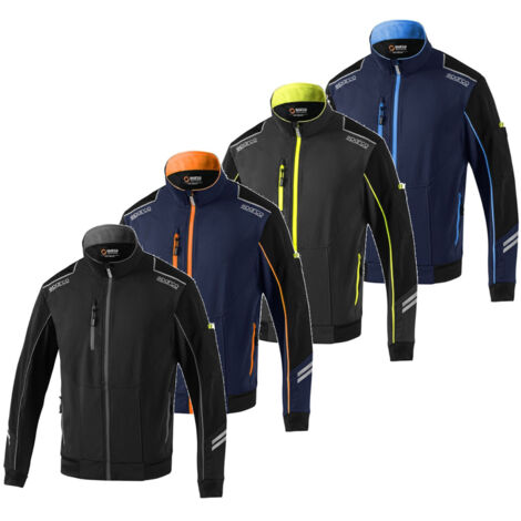 Veste technique coupe-vent Sparco Austin tech light shell taille XS veste gris fonce'/jaune fluo avec fermeture e'clair e'tanche, inserts anti-abrasion et bandes re'fle'chissantes Grigio Scuro/Giallo 