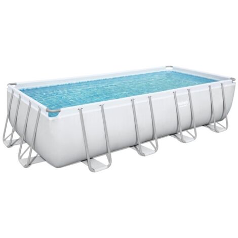 Bestway Piscine hors sol tubulaire rectangulaire Bestway Power Steel 549 x 274 x 122 cm gris clair (1/10)