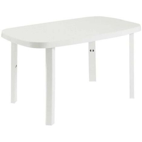 Table de jardin ovale en résine blanche 140x80x72 cm – Élégante et spacieuse – Conçue pour repas en extérieur – Résistante aux intempéries