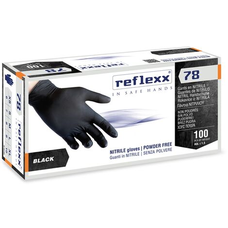 Reflexx R78 pack de 100 gants en nitrile taille L noir sans poudre