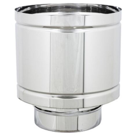Chapeau de cheminée coupe-vent 15 cm en acier inoxydable – Raccord mâle base ronde – Protection contre intempéries et efficacité améliorée – ALA