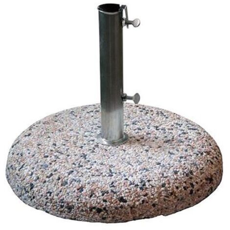 Pied de parasol rond en béton 25 kg – Tube galvanisé de 4,2 cm – Résistant au vent et intempéries – Pour stabilisation efficace – Lifeingarden