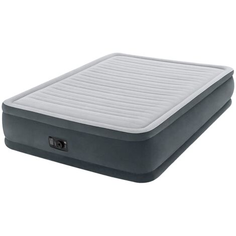 Intex – Matelas gonflable double 152x203x46 cm – Structure Fiber-Tech pour confort optimal – Couleur gris clair – Pour couples ou espace supplémentaire (1/10)