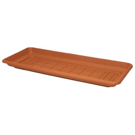 Soucoupe pour maxi jardinière rectangulaire 78 x 33 x 6,5 cm – Polypropylène terre cuite – Pour recueillir l'excès d'eau et protéger vos surfaces – ICS