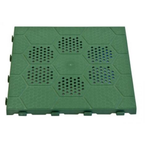 Carrelage de sol en polypropyle'ne vert E40 39x39x2,5 cm pour usage camping jardin exte'rieur avec joints pour jonction