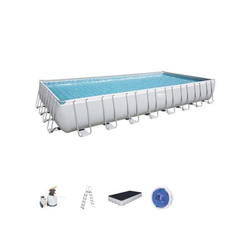 Salone – Piscine hors sol rectangulaire 956x488x132 cm – Pompe filtre à sable incluse – Échelle d'accès sécurisée – Pour baignade familiale