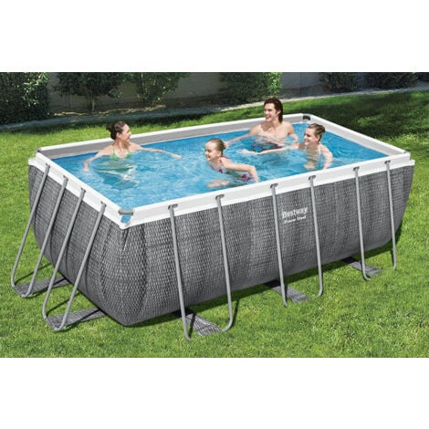 Piscine hors-sol BESTWAY Power Steel - Rectangulaire - 412x201x122cm