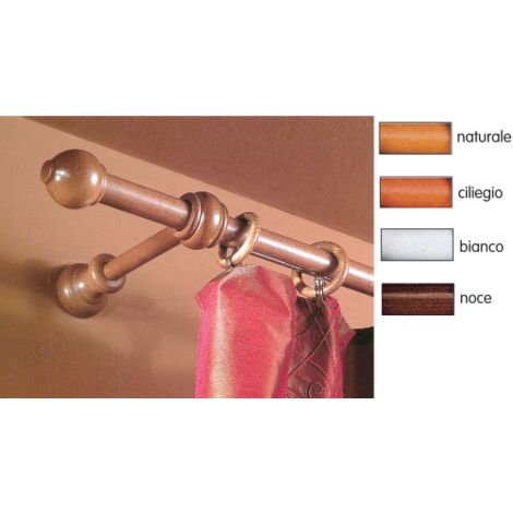 tirette pour rideau en bois blanc 160 cm 23 mm avec supports