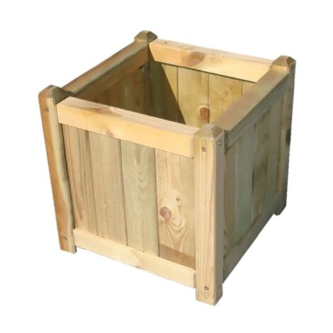 Porte plantes en bois de pin autoclave 40x40x40 cm – Usage intérieur et extérieur – Kit de montage inclus
