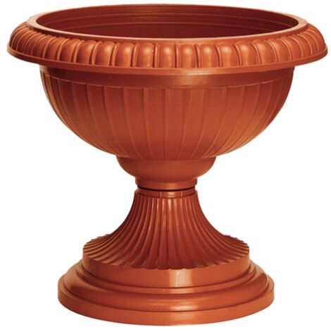 Vase en plastique 44cm – Pied en métal – Design moderne pour mobilier de jardin – Hauteur 36cm – Résistant aux intempéries – Bronzo - 44xh36