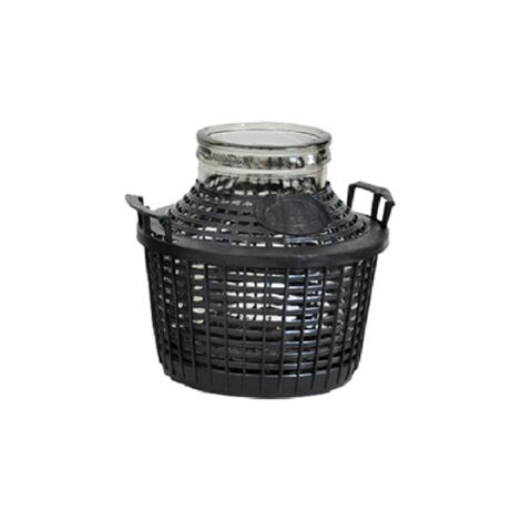 Dame-jeanne en verre 5 litres – Goulot large 11,5 cm – Revêtement poignée plastique – Pour vinaigre et huile – Inferramenta