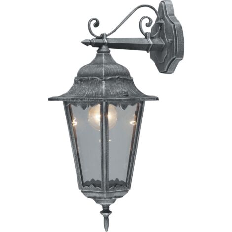 Lanterne Irlande avec bras en fonte d'aluminium peint en gris E'cran de protection en verre 43 cm h pour lampes d'exte'rieur 60 W (1/3)