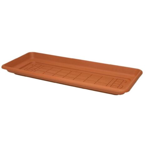 Soucoupe rectangulaire Daphna 96x41x7 cm – Polypropylène durable – Pour drainage et protection des surfaces – Couleur terracotta – ICS