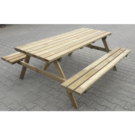 Table de pique-nique en bois traité 180x160x71 cm – 6 places – Résistante aux intempéries – Idéale pour extérieur – Alce