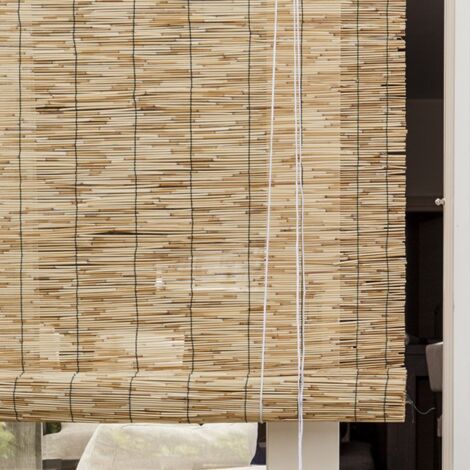 Volet roulant en bambou avec poulie 120x260 cm noue'e en nylon occultant